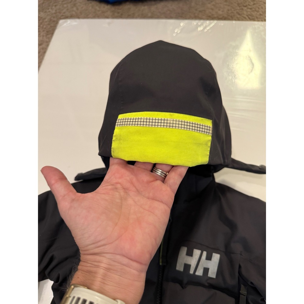 Helly Hansen Kids Ski Jacket Black Neon VizLite DT Reflective Winter Coat Hooded - Picture 5 of 12
